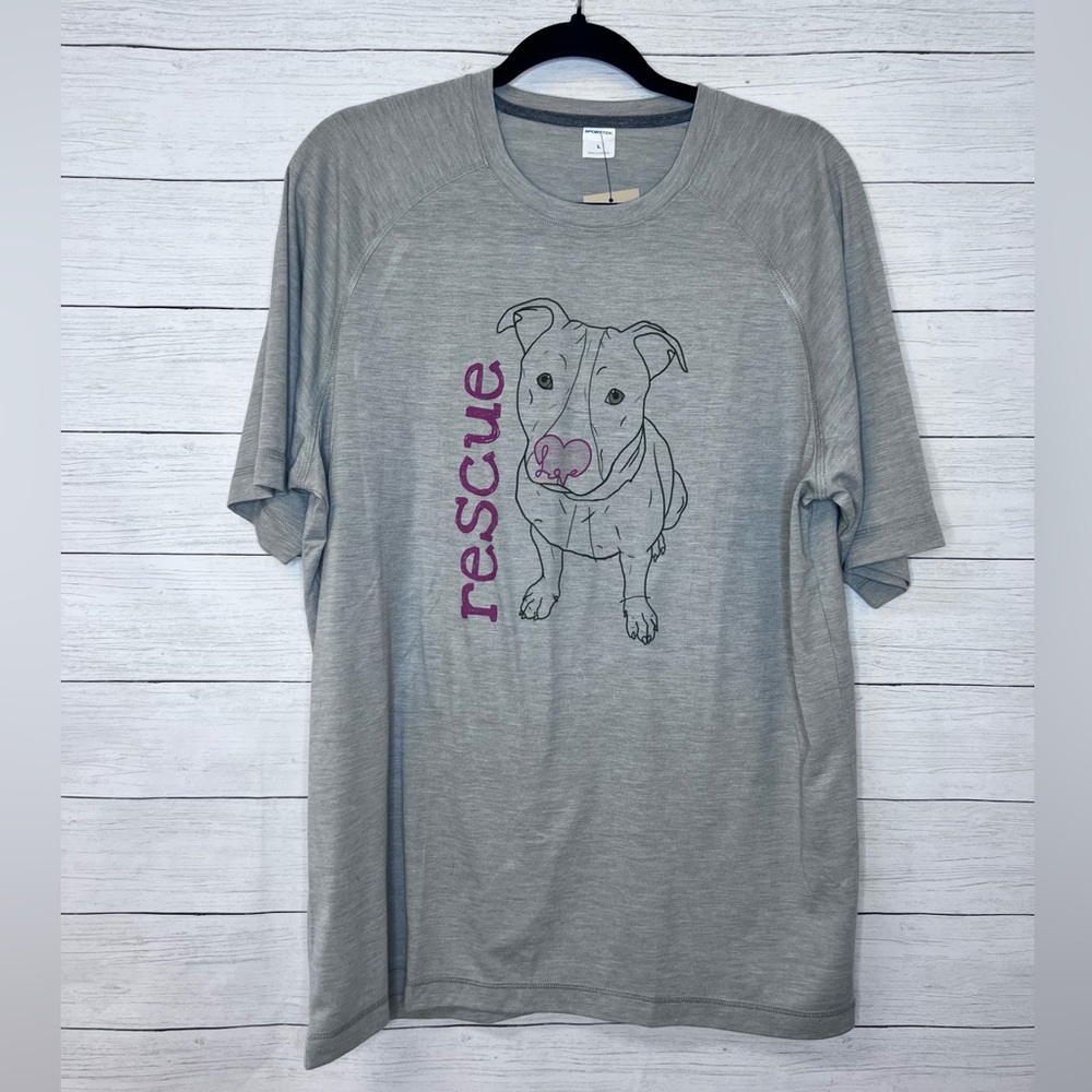 Rescue Dog Love Pitbull Foster Fail T Shirt Gray Sport Tek 💗